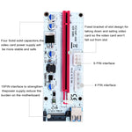 PCE164P-N06 VER008S ตัวขยายสัญญาณ USB 3.0 PCI-E Express 1x เป็น 16x PCI-E การ์ดอะแดปเตอร์ Riser พร้อมพอร์ตจ่ายไฟ SATA 15 พิน 6 พิน + 4 พิน และสาย USB ยาว 60 ซม., VER008S สีแดง