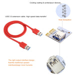 PCE164P-N06 VER008S ตัวขยายสัญญาณ USB 3.0 PCI-E Express 1x เป็น 16x PCI-E การ์ดอะแดปเตอร์ Riser พร้อมพอร์ตจ่ายไฟ SATA 15 พิน 6 พิน + 4 พิน และสาย USB ยาว 60 ซม., VER008S สีแดง