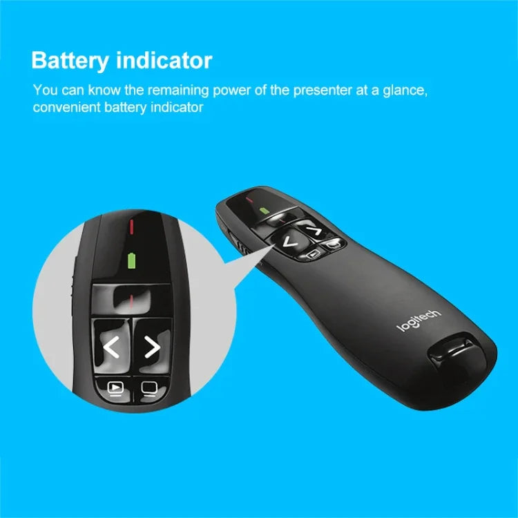 Logitech R400 รีโมทไร้สาย 2.4GHz สำหรับนำเสนอ PPT ปากกา, R400