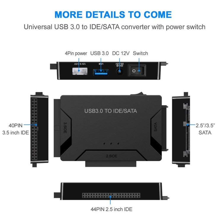 สายแปลง USB 3.0 เป็น SATA / IDE สำหรับฮาร์ดดิสก์ 2.5 นิ้ว / 3.5 นิ้ว SATA IDE HDD ความยาวสาย 1 เมตร รุ่น US160