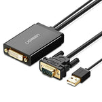 UGREEN MM119 สายอะแดปเตอร์ VGA เป็น DVI (24+1) ตัวผู้ถึงตัวเมีย ความละเอียด Full HD 1080P สำหรับคอมพิวเตอร์, PC, แล็ปท็อป, HDTV, โปรเจคเตอร์, การ์ดกราฟิก DVD และอุปกรณ์ VGA / DVI อื่นๆ, ความยาวสาย: 50cm
