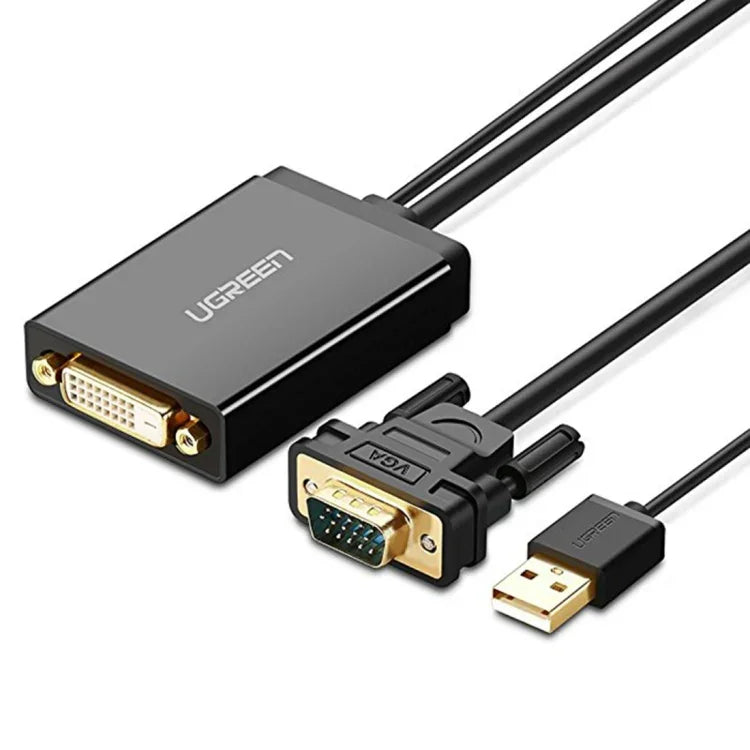 UGREEN MM119 สายอะแดปเตอร์ VGA เป็น DVI (24+1) ตัวผู้ถึงตัวเมีย ความละเอียด Full HD 1080P สำหรับคอมพิวเตอร์, PC, แล็ปท็อป, HDTV, โปรเจคเตอร์, การ์ดกราฟิก DVD และอุปกรณ์ VGA / DVI อื่นๆ, ความยาวสาย: 50cm
