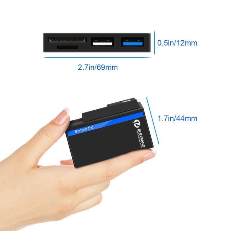 ROCKETEK RT-SGO727 ฮับ USB 3.0 + USB 2.0 + Micro USB สำหรับ Microsoft Surface Go พร้อมช่องใส่การ์ด TF 2 ช่องและ SD Card, RT-SGO727