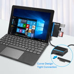 ROCKETEK RT-SGO727 ฮับ USB 3.0 + USB 2.0 + Micro USB สำหรับ Microsoft Surface Go พร้อมช่องใส่การ์ด TF 2 ช่องและ SD Card, RT-SGO727
