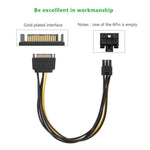 สายไฟจ่ายพลังงานการ์ดวิดีโอ PCI Express SATA 15 พิน เป็น 6 พิน ยาว 20 ซม., SATA 15 พิน เป็นตัวเมีย 6 พิน