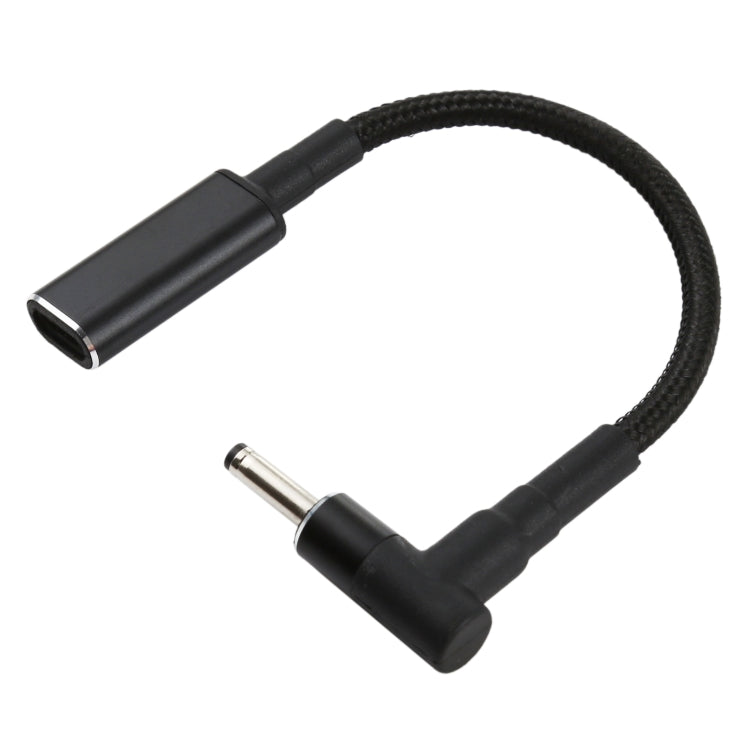 สายถักไนลอนอะแดปเตอร์ PD 100W 18.5-20V ขนาด 3.0 x 1.0 มม. แบบข้อศอก เป็น USB-C / Type-C
