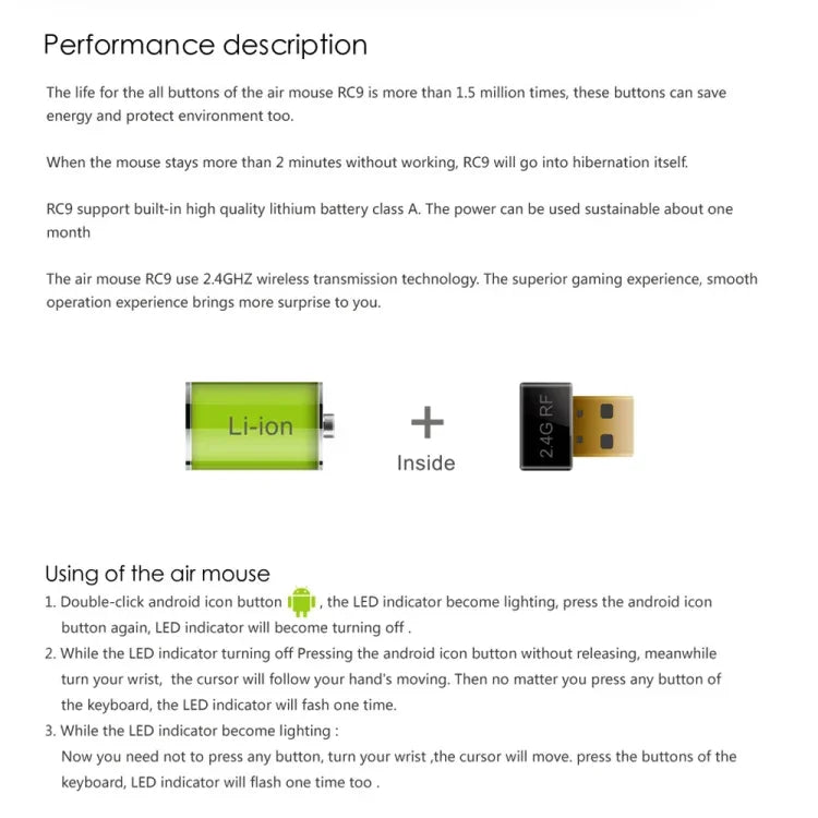 Measy RC9 รีโมทคอนโทรลคีย์บอร์ดไร้สาย Fly Air Mouse 2.4GHz, RC9
