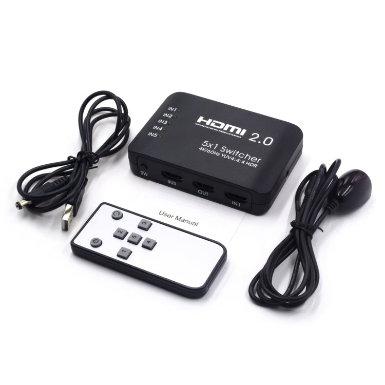 AYS-51V20 สวิตช์สปลิตเตอร์ HDMI 2.0 5x1 4K Ultra HD, 5x1 4K