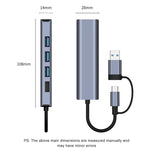 แท่นเชื่อมต่อมัลติฟังก์ชัน BYL-2208TU 5 in 2 USB + USB-C / Type-C เป็น USB HUB อะแดปเตอร์ BYL-2208