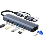 แท่นเชื่อมต่อมัลติฟังก์ชัน BYL-2208TU 5 in 2 USB + USB-C / Type-C เป็น USB HUB อะแดปเตอร์ BYL-2208