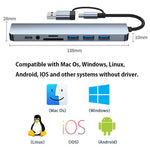 แท่นเชื่อมต่อมัลติฟังก์ชัน BYL-2218TU 8 in 1 USB + USB-C / Type-C เป็น USB HUB อะแดปเตอร์ BYL-2218TU