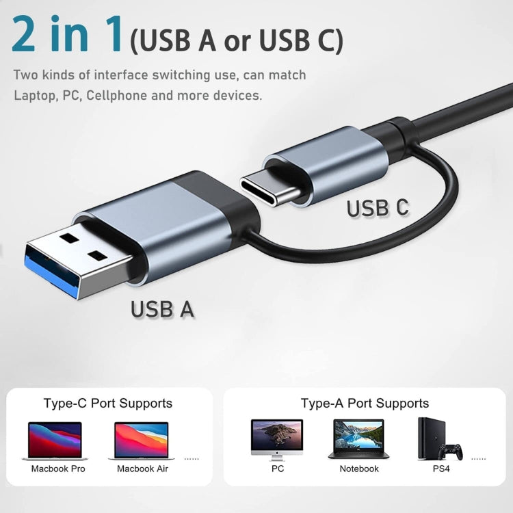 แท่นเชื่อมต่อมัลติฟังก์ชัน BYL-2218TU 8 in 1 USB + USB-C / Type-C เป็น USB HUB อะแดปเตอร์ BYL-2218TU