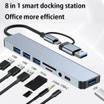 แท่นเชื่อมต่อมัลติฟังก์ชัน BYL-2218TU 8 in 1 USB + USB-C / Type-C เป็น USB HUB อะแดปเตอร์ BYL-2218TU