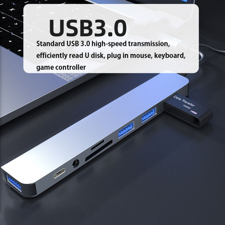 แท่นเชื่อมต่อมัลติฟังก์ชัน BYL-2218TU 8 in 1 USB + USB-C / Type-C เป็น USB HUB อะแดปเตอร์ BYL-2218TU