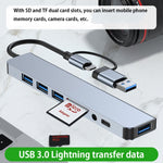 แท่นเชื่อมต่อมัลติฟังก์ชัน BYL-2218TU 8 in 1 USB + USB-C / Type-C เป็น USB HUB อะแดปเตอร์ BYL-2218TU