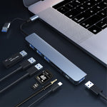 แท่นเชื่อมต่อมัลติฟังก์ชัน BYL-2218TU 8 in 1 USB + USB-C / Type-C เป็น USB HUB อะแดปเตอร์ BYL-2218TU
