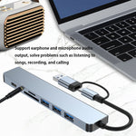 แท่นเชื่อมต่อมัลติฟังก์ชัน BYL-2218TU 8 in 1 USB + USB-C / Type-C เป็น USB HUB อะแดปเตอร์ BYL-2218TU