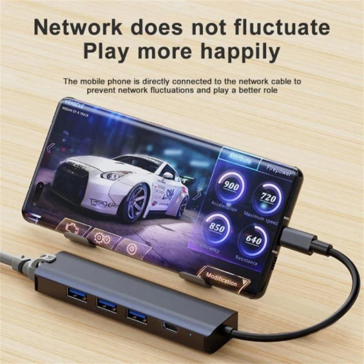 แท่นเชื่อมต่อ USB-C / Type-C เป็น USB 5-in-1 พร้อมพอร์ตเครือข่าย 1000M BYL-2302