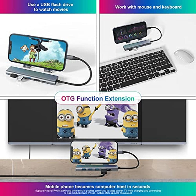 แท่นเชื่อมต่อ USB-C / Type-C เป็น USB 6-in-1 พร้อมพอร์ตเครือข่าย 1000M BYL-2210