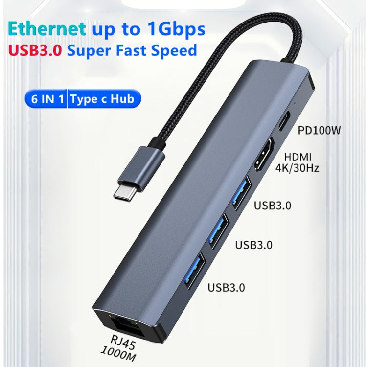 แท่นเชื่อมต่อ USB-C / Type-C เป็น USB 6-in-1 พร้อมพอร์ตเครือข่าย 1000M BYL-2210