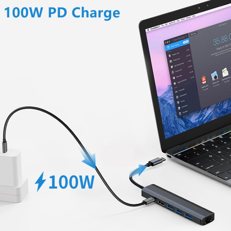 แท่นเชื่อมต่อ USB-C / Type-C เป็น USB 6-in-1 พร้อมพอร์ตเครือข่าย 1000M BYL-2210