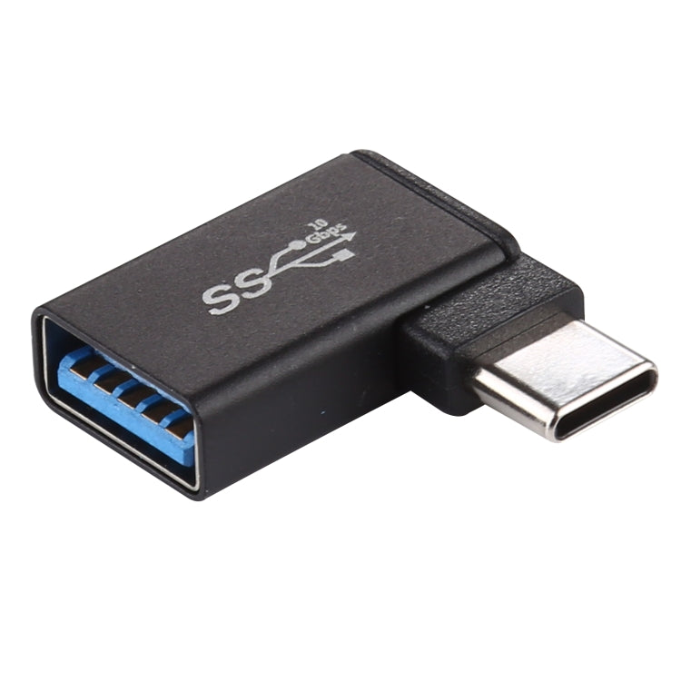 อะแดปเตอร์โลหะ Type-C / USB-C ตัวผู้ เป็น USB 3.2 ตัวเมีย แบบหัวงอ 90 องศา, Type-C ตัวผู้ เป็น USB 3.2 ตัวเมีย
