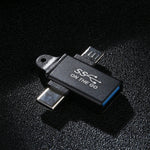 USB 3.0 Female to Type-C / USB-C Male + Micro Male Aluminium Alloy Adapter, USB 3.0 Female to Type-C Male + Micro Male