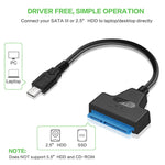 สายแปลงข้อมูล USB-C / Type-C 3.1 ตัวผู้เป็น SATA (15 พิน + 7 พิน) HDD ความยาว: 20cm, Type-C เป็น SATA