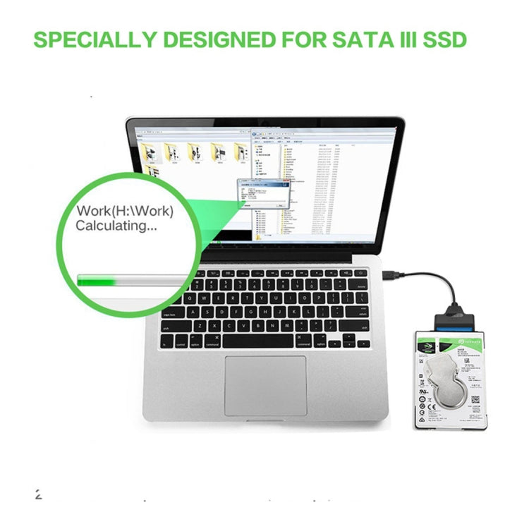 สายแปลงข้อมูล USB-C / Type-C 3.1 ตัวผู้เป็น SATA (15 พิน + 7 พิน) HDD ความยาว: 20cm, Type-C เป็น SATA