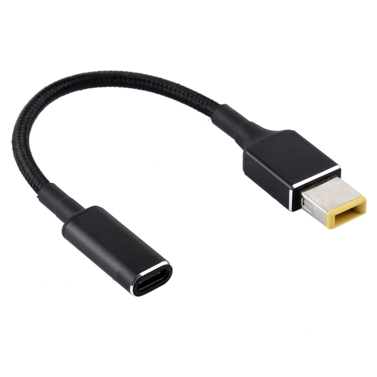 สายชาร์จ PD 100W 18.5-20V ปลั๊กสี่เหลี่ยมเป็น USB-C / Type-C ถักไนลอน สำหรับโน้ตบุ๊ก Lenovo