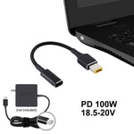 สายชาร์จ PD 100W 18.5-20V ปลั๊กสี่เหลี่ยมเป็น USB-C / Type-C ถักไนลอน สำหรับโน้ตบุ๊ก Lenovo