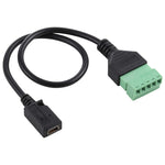 สายอะแดปเตอร์ USB ตัวเมีย 5 พิน แบบไม่ต้องบัดกรี พร้อมขั้วต่อแบบเสียบ ความยาว: 30cm, ตัวเมีย 5 พิน