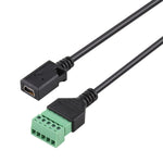 สายอะแดปเตอร์ USB ตัวเมีย 5 พิน แบบไม่ต้องบัดกรี พร้อมขั้วต่อแบบเสียบ ความยาว: 30cm, ตัวเมีย 5 พิน