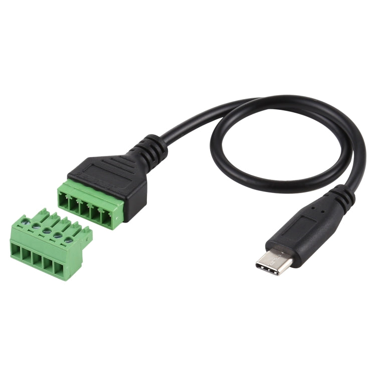 สายอะแดปเตอร์ USB-C / Type-C ตัวผู้เป็นขั้วต่อแบบเสียบ 5 พิน แบบไม่ต้องบัดกรี ความยาว: 30cm, Type-C ตัวผู้