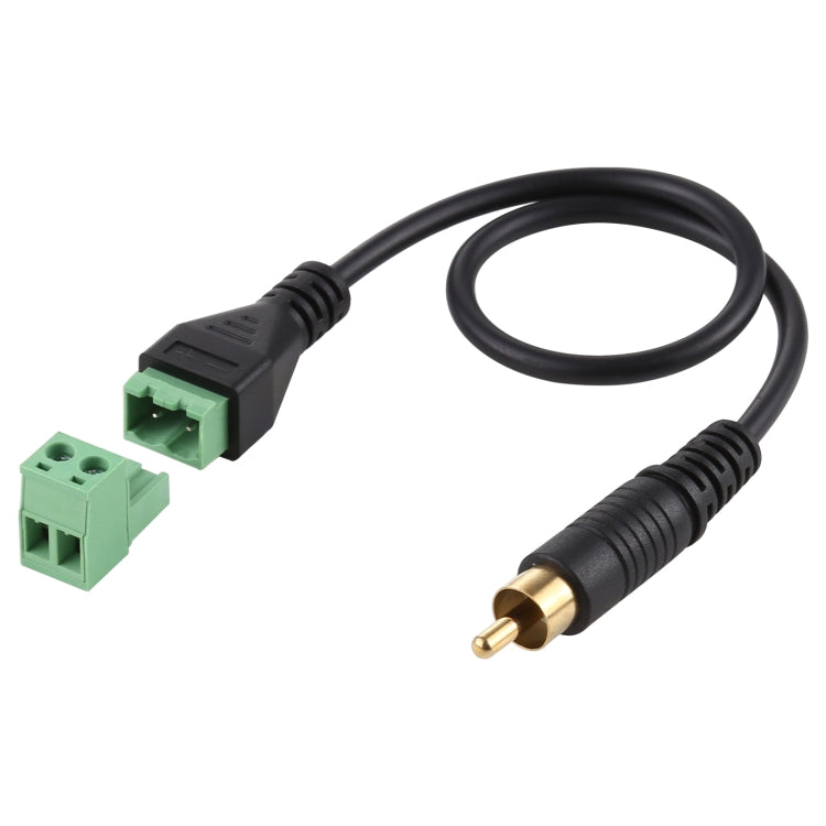 สายอะแดปเตอร์เชื่อมต่อ RCA ตัวผู้ชุบทองไปยังขั้วต่อแบบ 2 ขาแบบถอดได้ ไม่ต้องบัดกรี USB ตัวเชื่อมต่อแบบไม่ต้องบัดกรี ความยาว 30 ซม. RCA ตัวผู้
