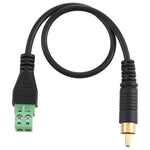 สายอะแดปเตอร์เชื่อมต่อ RCA ตัวผู้ชุบทองไปยังขั้วต่อแบบ 2 ขาแบบถอดได้ ไม่ต้องบัดกรี USB ตัวเชื่อมต่อแบบไม่ต้องบัดกรี ความยาว 30 ซม. RCA ตัวผู้