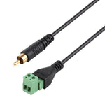 สายอะแดปเตอร์เชื่อมต่อ RCA ตัวผู้ชุบทองไปยังขั้วต่อแบบ 2 ขาแบบถอดได้ ไม่ต้องบัดกรี USB ตัวเชื่อมต่อแบบไม่ต้องบัดกรี ความยาว 30 ซม. RCA ตัวผู้