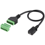 สายอะแดปเตอร์เชื่อมต่อ Micro USB ตัวเมียไปยังขั้วต่อแบบ 5 ขาแบบถอดได้ ไม่ต้องบัดกรี USB ตัวเชื่อมต่อแบบไม่ต้องบัดกรี ความยาว 30 ซม. Micro USB ตัวเมีย