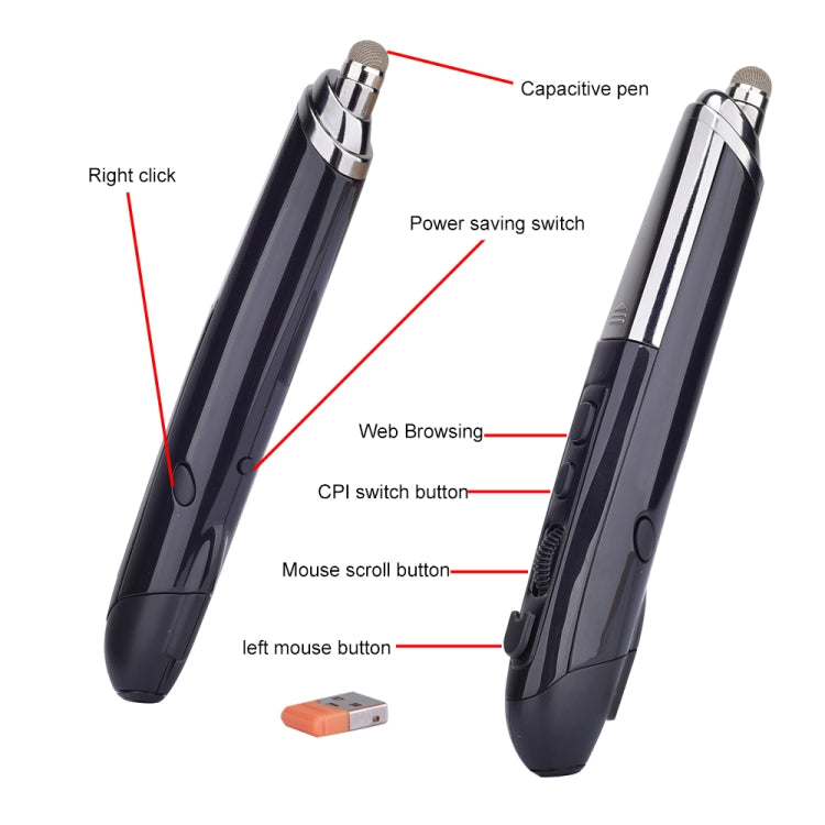 เมาส์ออปติคอลไร้สายอัจฉริยะ 6 ปุ่ม PR-08 พร้อมฟังก์ชันปากกา Stylus และเลเซอร์ สีแดง สีขาว สีดำ สีเทา สีน้ำเงิน