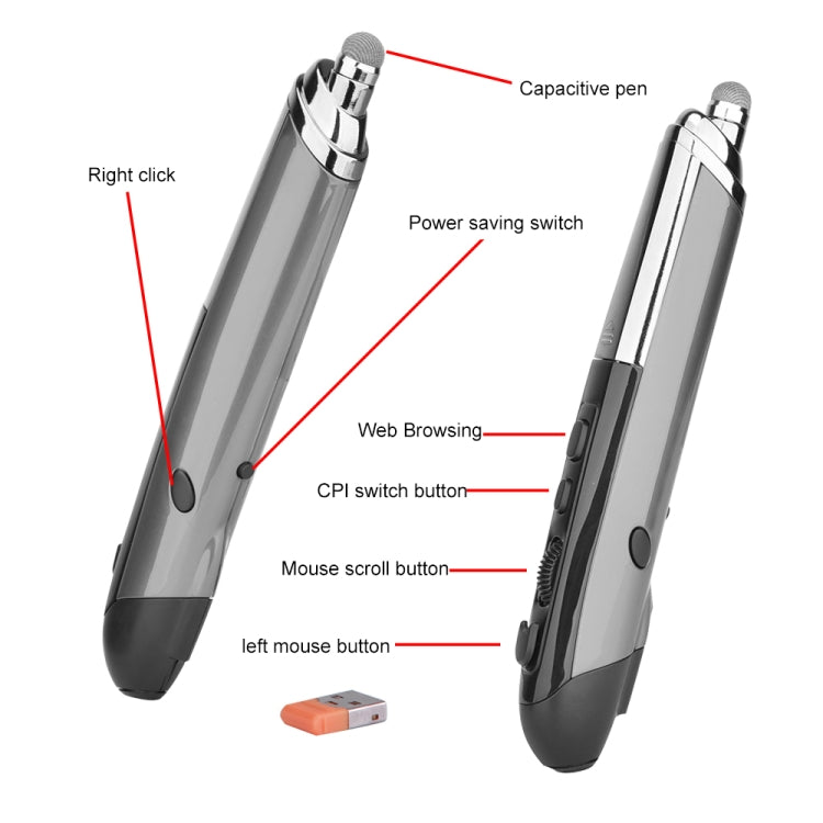 เมาส์ออปติคอลไร้สายอัจฉริยะ 6 ปุ่ม PR-08 พร้อมฟังก์ชันปากกา Stylus และเลเซอร์ สีแดง สีขาว สีดำ สีเทา สีน้ำเงิน
