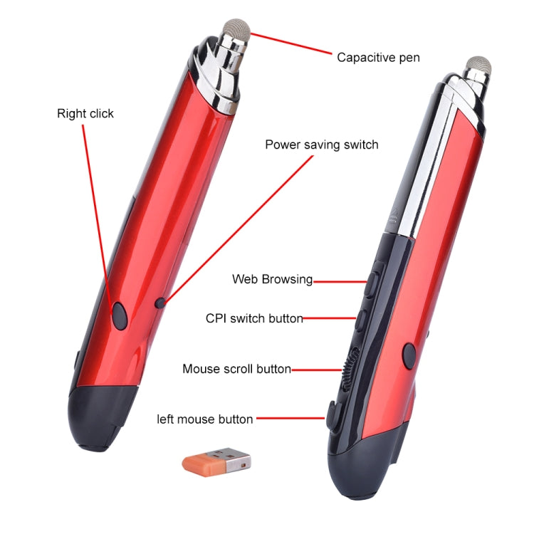 เมาส์ออปติคอลไร้สายอัจฉริยะ 6 ปุ่ม PR-08 พร้อมฟังก์ชันปากกา Stylus และเลเซอร์ สีแดง สีขาว สีดำ สีเทา สีน้ำเงิน