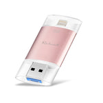Richwell แฟลชไดรฟ์ 3 in 1 64G Type-C + 8 Pin + USB 3.0 ฝาปิดโลหะสองชั้นแบบดัน-ดึง พร้อมฟังก์ชัน OTG