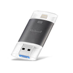 Richwell แฟลชไดรฟ์ 3 in 1 16G Type-C + 8 Pin + USB 3.0 ฝาปิดโลหะสองชั้นแบบดัน-ดึง พร้อมฟังก์ชัน OTG