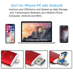 Richwell แฟลชไดรฟ์ 3 in 1 16G Type-C + 8 Pin + USB 3.0 ฝาปิดโลหะสองชั้นแบบดัน-ดึง พร้อมฟังก์ชัน OTG