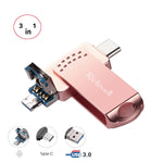 Richwell แฟลชไดรฟ์โลหะ 3 in 1 16G Type-C + Micro USB + USB 3.0 พร้อมฟังก์ชัน OTG