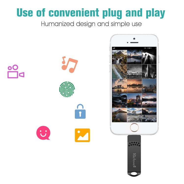 Richwell แฟลชไดรฟ์โลหะ 32G Type-C + 8 Pin + USB 3.0 พร้อมฟังก์ชัน OTG