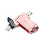 Richwell แฟลชไดรฟ์โลหะ 32G Type-C + 8 Pin + USB 3.0 พร้อมฟังก์ชัน OTG