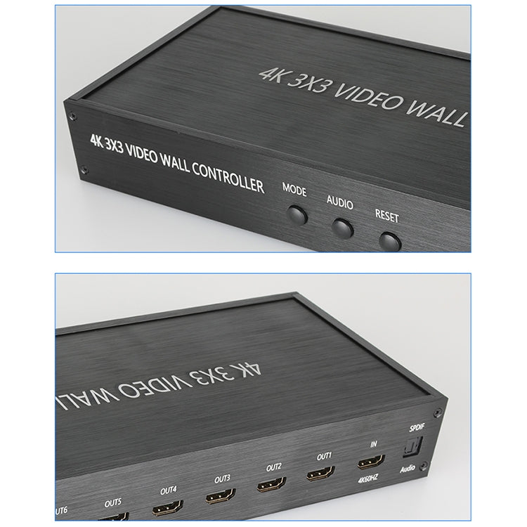 NK-BT88 คอนโทรลเลอร์วิดีโอวอลล์ HDMI 4K 3X3 พร้อมรีโมทคอนโทรล ปลั๊ก EU