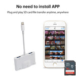 NK-1042 อะแดปเตอร์กล้อง 6 in 1 8 Pin ตัวผู้เป็น Dual USB + Dual SD Card + ช่องต่อเสียง 3.5 มม. + ช่องชาร์จ 8 Pin ตัวเมีย