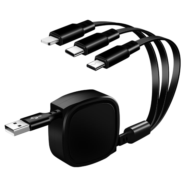 สายชาร์จแบบดึงเก็บได้ 3 in 1 USB เป็น USB-C / Type-C + 8 Pin + Micro USB ความยาว 1.2 ม. 3.5A สูงสุด
